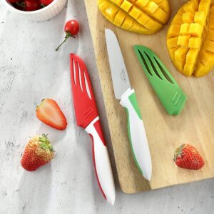 MONGSEW 8 PCS Paring Knives, 4 PCS Paring Knife and 4 PCS Knife Sheath, 4inch fruit and vegetable knife, Stylish Paring Knife Set, German Stainless Steel, Latest Rubber+PP Ergonomic Handle