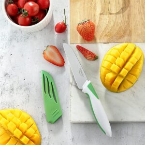 MONGSEW 8 PCS Paring Knives, 4 PCS Paring Knife and 4 PCS Knife Sheath, 4inch fruit and vegetable knife, Stylish Paring Knife Set, German Stainless Steel, Latest Rubber+PP Ergonomic Handle