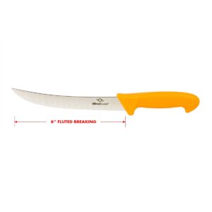 UltraSource-449414 Breaking Butcher Knife, 8" Fluted Blade, Safety Orange