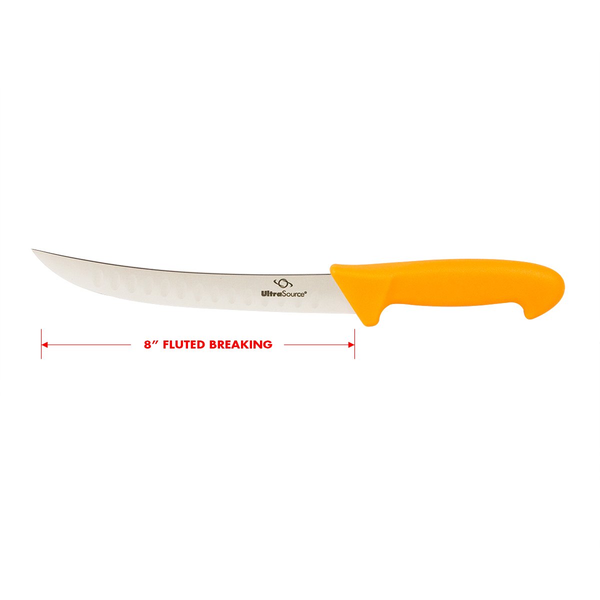 UltraSource-449414 Breaking Butcher Knife, 8" Fluted Blade, Safety Orange