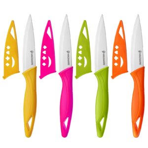magiware paring knife, 8pcs paring knife set with cover, small kitchen vegetable fruit knives, 3.5 inch ultra sharp pp handle
