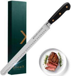 bright hobby meat carving knife - razor sharp 12 in large slicer for meat, slicing cutting, brisket, beef, bbq, ham etc. the best brisket knife, white, (sk-001)