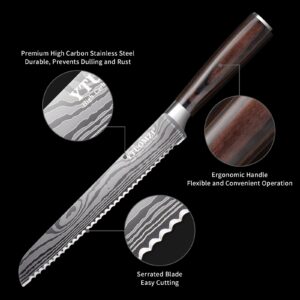 Ytuomzi Serrated Bread Knife 8 Inch, High Carbon Stainless Steel Professional Bread Cutting Knife, Ultra Sharp for Homemade Bread, Pastries and Bagels