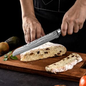 Ytuomzi Serrated Bread Knife 8 Inch, High Carbon Stainless Steel Professional Bread Cutting Knife, Ultra Sharp for Homemade Bread, Pastries and Bagels