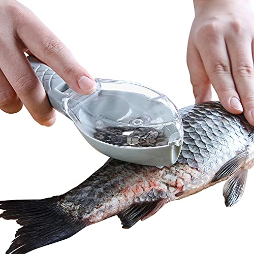 ZKK Fish Scaler, Fast Fish Scale Remover, Fish Descaler Tool Skin Brush Scraping Cleaning Peeler Scraper Blue