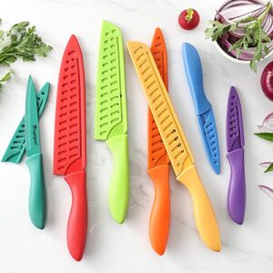 Mogaguo 7 Piece Rainbow Sharp Kitchen Knife Set, Knife Set for Kitchen Professional, Chef Knife Set Dishwasher Safe with Sheath