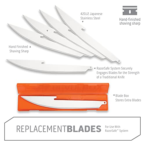 OUTDOOR EDGE 3.5" RazorSafe Replacement 5.0" Boning/Fillet Knife Blades - 6 Pieces plus Blade Storage Box