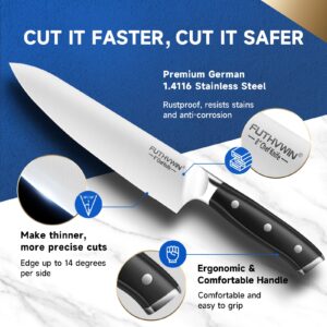 FUTHVWIN Kitchen Knives 3PCS Ultra Sharp Chef Knives, Premium German Stainless Steel Kitchen Knife Set and Finger Guard, Professional Chef Knife Set for Kitchen, Ergonomic Handle and Gift Box