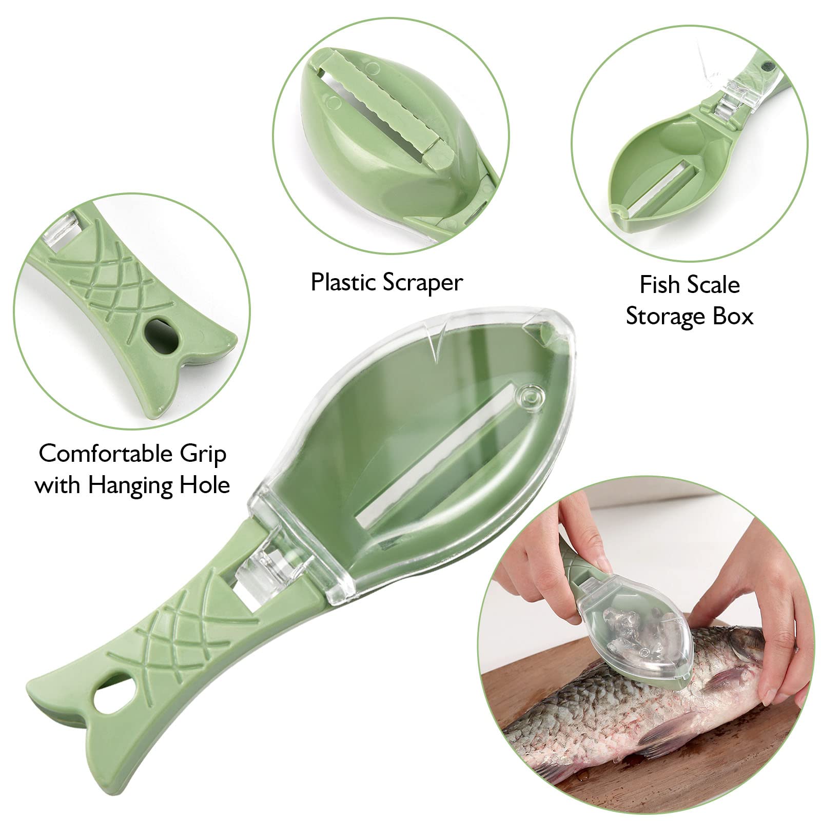 4Pcs Fish Scale Remover, Stainless Steel Fish Scaler Fish Cleaning Kit, Fish Skin Graters Cleaning Peeler Scaler Scraper with Bottle Opener for Kitchen Fish Cleaning Tools