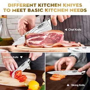 SCOLE® Chef Knife Ultra Sharp Kitchen Knife Set 7-Piece, Premium German 1.4116 Stainless Steel Chefs Knife Set, Ergonomic Handle Professional Knives Set for Kitchen with Gift Box