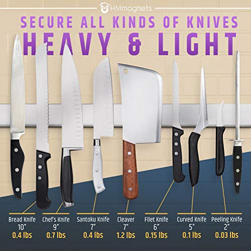 24 Inch Heavy-Duty Magnetic Knife Holder for Wall (Large Size) - Premium Stainless Steel Magnetic Knife Strip - Professional Space-Saving Knife Bar With Powerful Magnetic Pull Force (Upgraded Version)