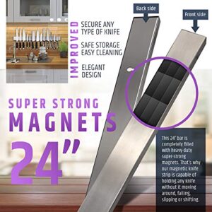 24 Inch Heavy-Duty Magnetic Knife Holder for Wall (Large Size) - Premium Stainless Steel Magnetic Knife Strip - Professional Space-Saving Knife Bar With Powerful Magnetic Pull Force (Upgraded Version)