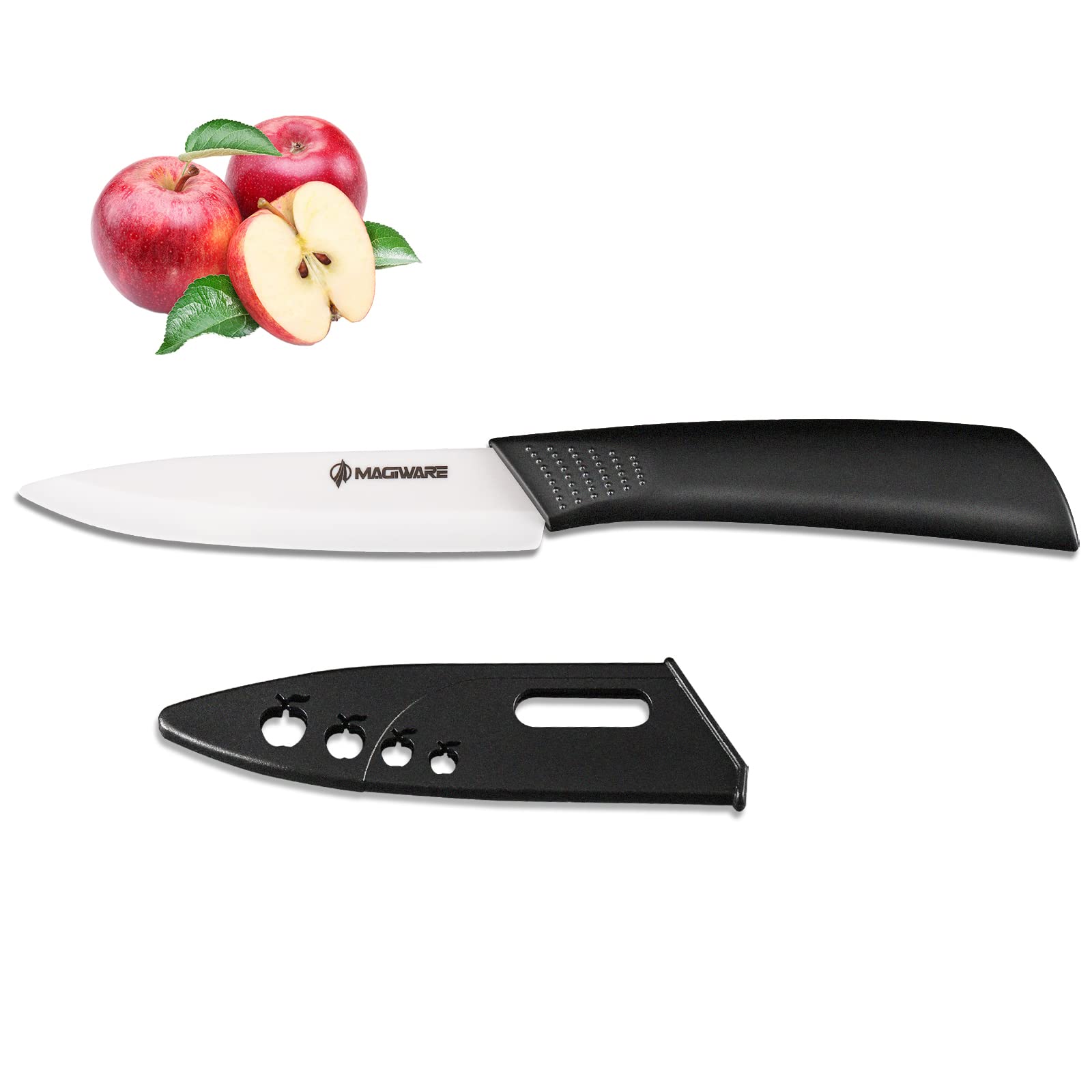 Magiware Paring Knife, Classic 4 inch Ceramic Paring Knife with Sheath Cover, Fruit and Vegetable knife,Longer Sharp Rust Proof Stain Resistant