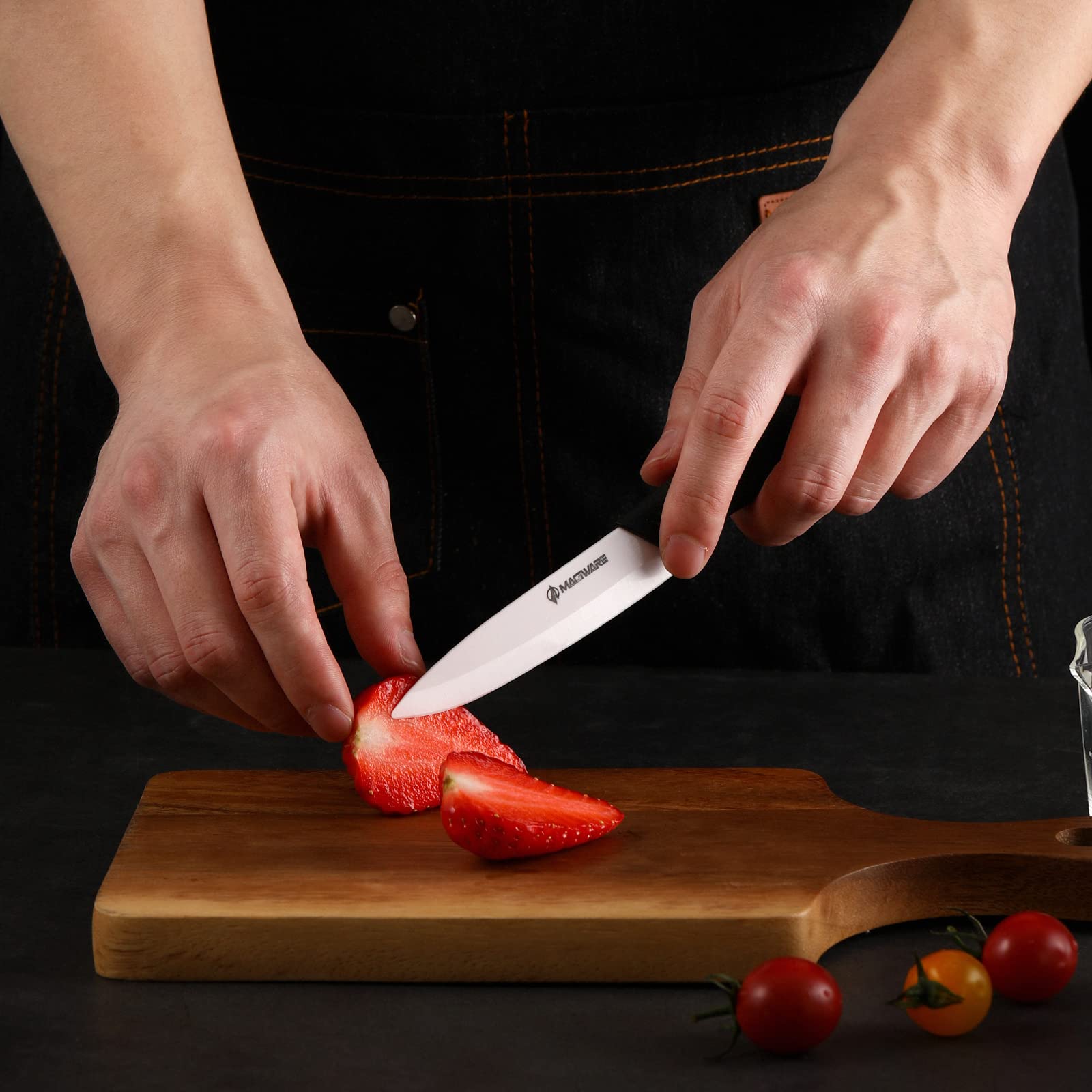 Magiware Paring Knife, Classic 4 inch Ceramic Paring Knife with Sheath Cover, Fruit and Vegetable knife,Longer Sharp Rust Proof Stain Resistant