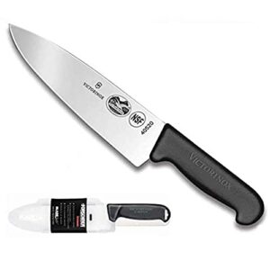 victorinox swiss army, fibrox straight edge chef's knife, 8-inch, black, with victorinox cutlery bladesafe for 8-inch to 10-inch knife blades. combo pack