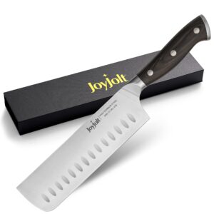joyjolt 7” nakiri knife. high carbon x50 german steel kitchen knife – magnetic gift boxed japanese knife.