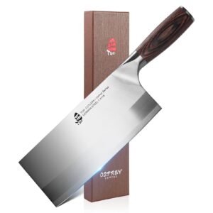 tuo vegetable meat cleaver knife 8 inch - professional chinese cleaver knife butcher knives kitchen chef knives - german hc stainless steel - ergonomic pakkawood handle - osprey series with gift box