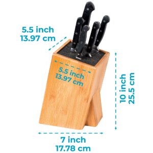 XL Large Universal Knife Block without Knives - Bamboo Countertop Knife Holder w/Removable Bristles - Convenient & Versatile for Any Knife Size