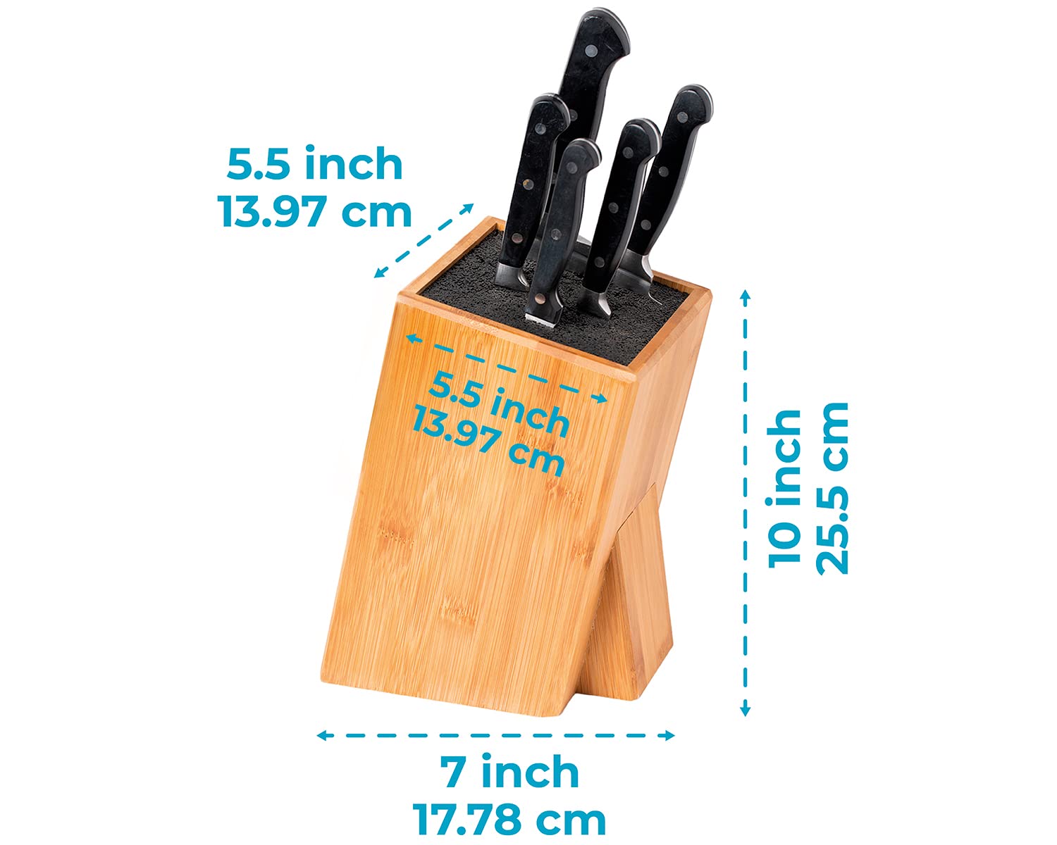 XL Large Universal Knife Block without Knives - Bamboo Countertop Knife Holder w/Removable Bristles - Convenient & Versatile for Any Knife Size