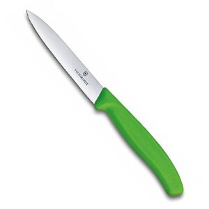 victorinox 6.7706.l114 swiss classic paring knife for cutting and preparing fruit and vegetables straight blade in green, 3.9 inches