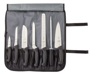 mercer culinary millennia 8-piece knife roll set, black handles
