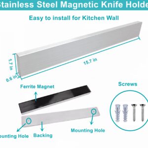 Magnetic Knife Holder for Wall 16 Inch Knife Magnetic Strip Refrigerator Knife Magnet Bar Wall Mount Knife Rack for RV Kitchen Utensil Holder Metal Tool Holder Knife Block for Kitchen Organization