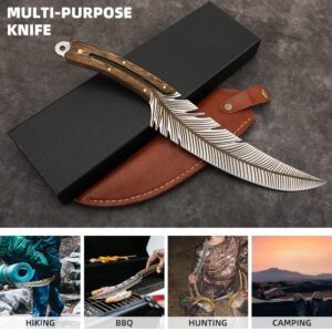 Veisky Professional Knife, Sharp Feather Boning Knife Hand Forged Knife High Carbon Steel Chef Knife Boning knife for Meat Cutting Cooking Knife with Sheath for Kitchen Outdoor Camping