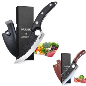 huusk collectible knives chef knife & meat knife with leather sheath and gift box…