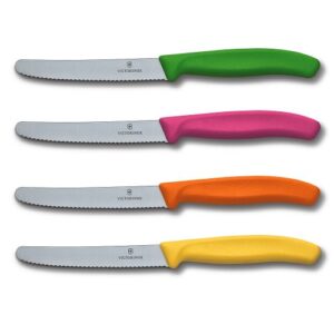 swiss classic 4-piece 4.5" round tip paring knife set by victorinox