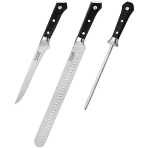 cutluxe boning knife, carving knife & sharpening rod– forged high carbon german steel – full tang & razor sharp – ergonomic handle design – artisan series