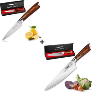 aroma house christmas pratical gift, gift box packed, 4" paring knife & 8" vegetable chef knife