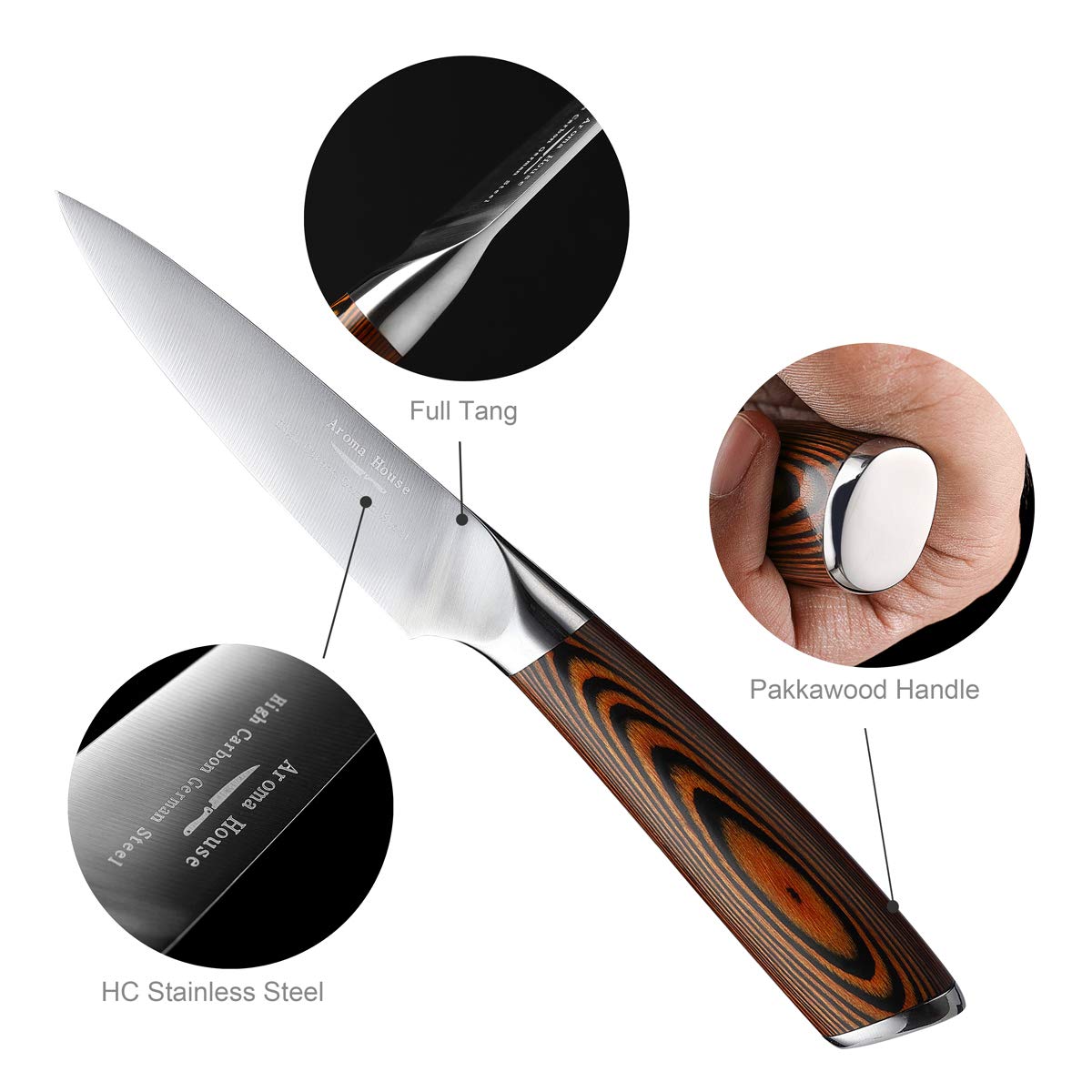 Aroma House CHRISTMAS Pratical Gift, Gift Box Packed, 4" PARING KNIFE & 8" VEGETABLE CHEF KNIFE