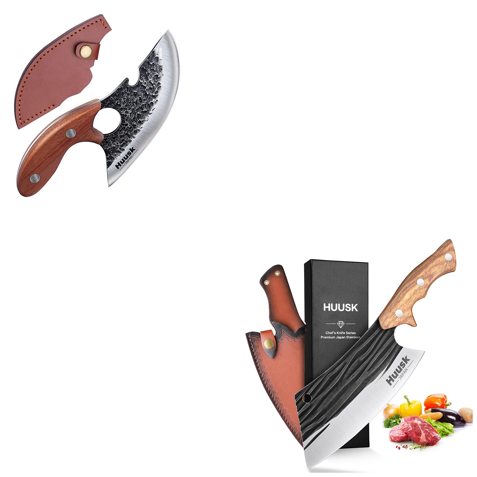 Huusk Small Meat Knife with Bottle Opener Bundle with Full Tang Kitchen Knife