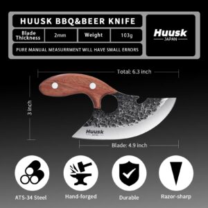 Huusk Small Meat Knife with Bottle Opener Bundle with Full Tang Kitchen Knife