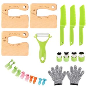 6 pieces kids knife set include wooden toddler knive kids safe knifes for real cooking kids knifes plastic serrated edges children knife potato slicers cooking knives for kitchen