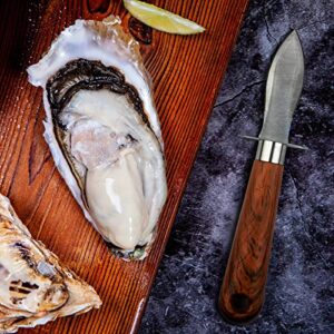 2 Pcs Oyster Shucking Knife Clam Knife, Imitation Wood Grain Handle Oyster Knife, Seafood Scallops Opener Oyster Shucker