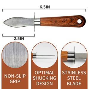 2 Pcs Oyster Shucking Knife Clam Knife, Imitation Wood Grain Handle Oyster Knife, Seafood Scallops Opener Oyster Shucker