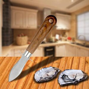 2 Pcs Oyster Shucking Knife Clam Knife, Imitation Wood Grain Handle Oyster Knife, Seafood Scallops Opener Oyster Shucker