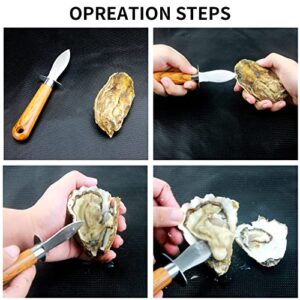 2 Pcs Oyster Shucking Knife Clam Knife, Imitation Wood Grain Handle Oyster Knife, Seafood Scallops Opener Oyster Shucker