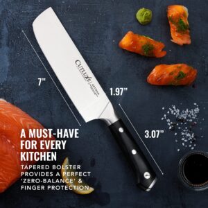 Cutluxe Nakiri Knife, 7" Vegetable Knife – Nakiri Chef Knife for Chopping, Dicing & Slicing – Razor Sharp, Full Tang, Ergonomic Handle Design – Artisan Series