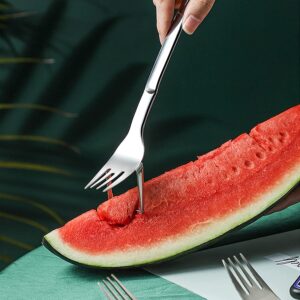 2 Pack 2-in-1 Watermelon Fork Slicer, Watermelon Slicer Cutter Tool for Family Party, Summer Watermelon Cutting Artifact, Fruit Vegetable Tools, Stainless Steel Fruit Forks Slicer Knife for Camping
