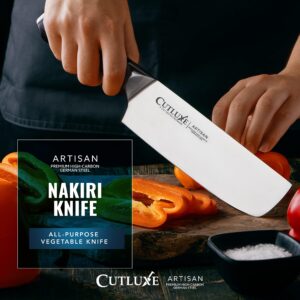 Cutluxe Nakiri Knife, 7" Vegetable Knife – Nakiri Chef Knife for Chopping, Dicing & Slicing – Razor Sharp, Full Tang, Ergonomic Handle Design – Artisan Series