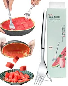 watermelon slicer cutter, 2-in-1 watermelon fork slicer, stainless steel cutting fork artifact, fruit watermelon carving and cutting for home party (1)