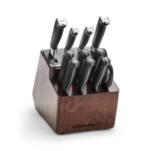 calphalon premier sharpin knife set with sharpening knife block, 12-piece carbon steel kitchen knife set