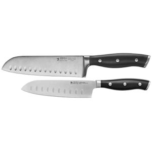 henckels forged accent razor-sharp 2-pc knife set, santoku knife 5 inch, santoku knife 7 inch, german engineered informed by 100+ years of mastery,black