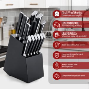 Knife Sets for Kitchen with Block, E-far 17-Piece High Carbon Forged Stainless Steel Knife Set Includes Chef Utility Paring Steak Serrated Bread Santoku Knife Sharpener - Full Tang Design