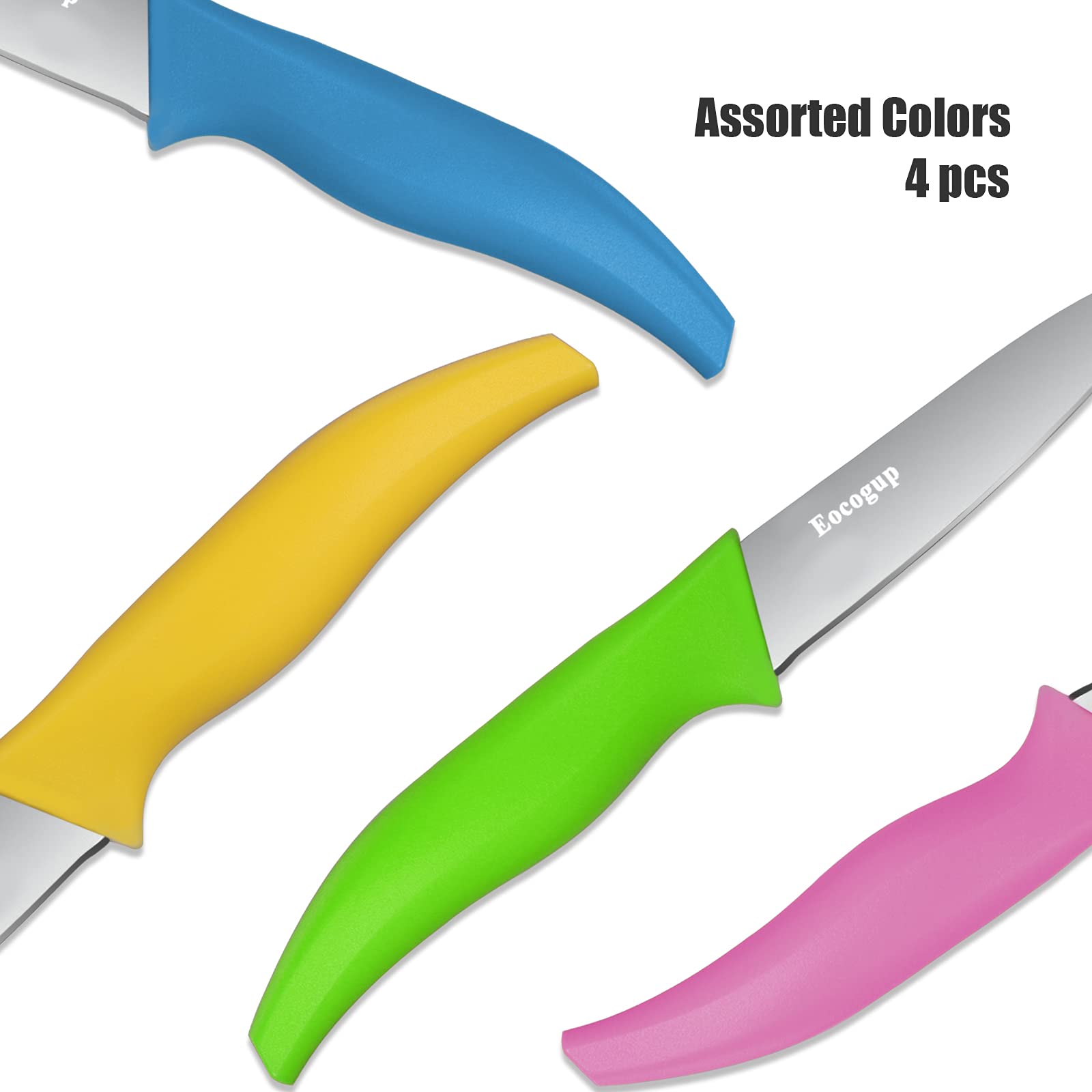 Eocogup Paring Knife,3.7 inch Fruit and Vegetable Paring Knives,Stainless Steel Super Sharp Small Kitchen Knives Sets,Assorted Colors Handle(Set of 4)