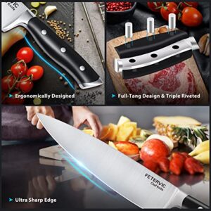 FETERVIC Chef Knife, 8-Inch Super Sharp Professional kitchen knife with Knife Sharpener, German High Carbon Stainless Steel Chef's Knife with Gift Box - Cooking Gift