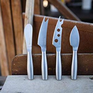 Boska Stainless Steel Cheese 4 Knife Set - Mini Copenhagen Knives For All Types of Cheese - Silver Non-Stick - Dishwasher Safe - For Kitchen Cooking