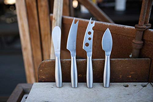 Boska Stainless Steel Cheese 4 Knife Set - Mini Copenhagen Knives For All Types of Cheese - Silver Non-Stick - Dishwasher Safe - For Kitchen Cooking